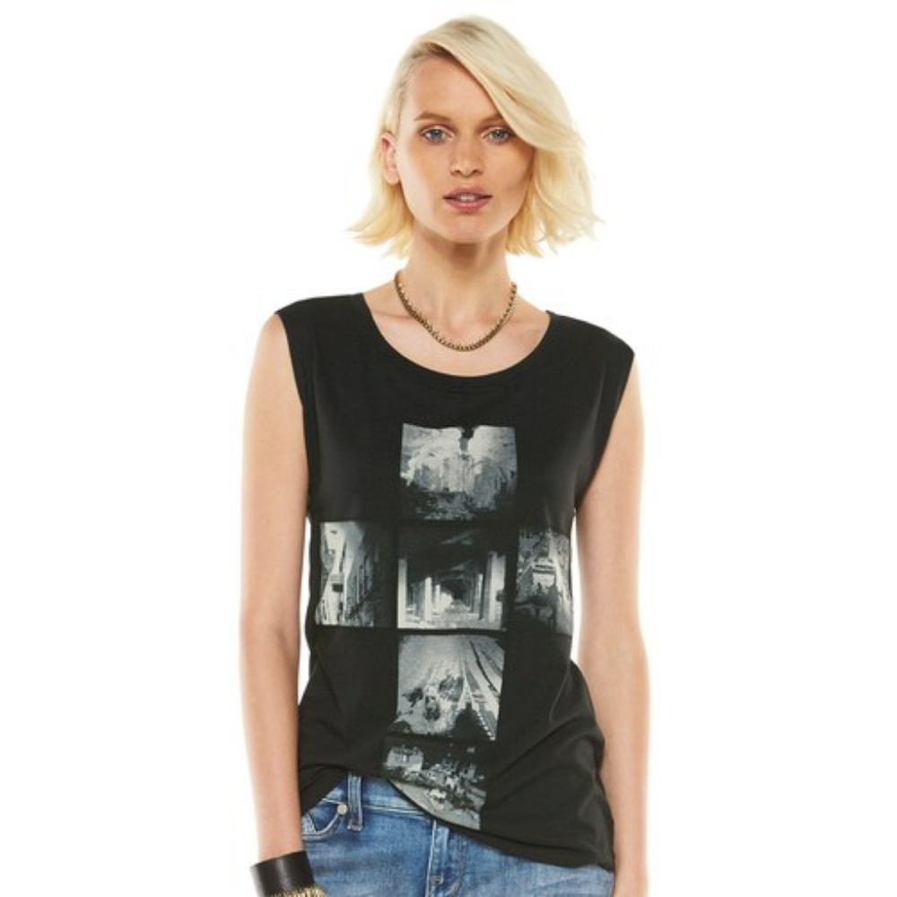 Rock & Republic Muscle T w/ Grommet Shoulder
